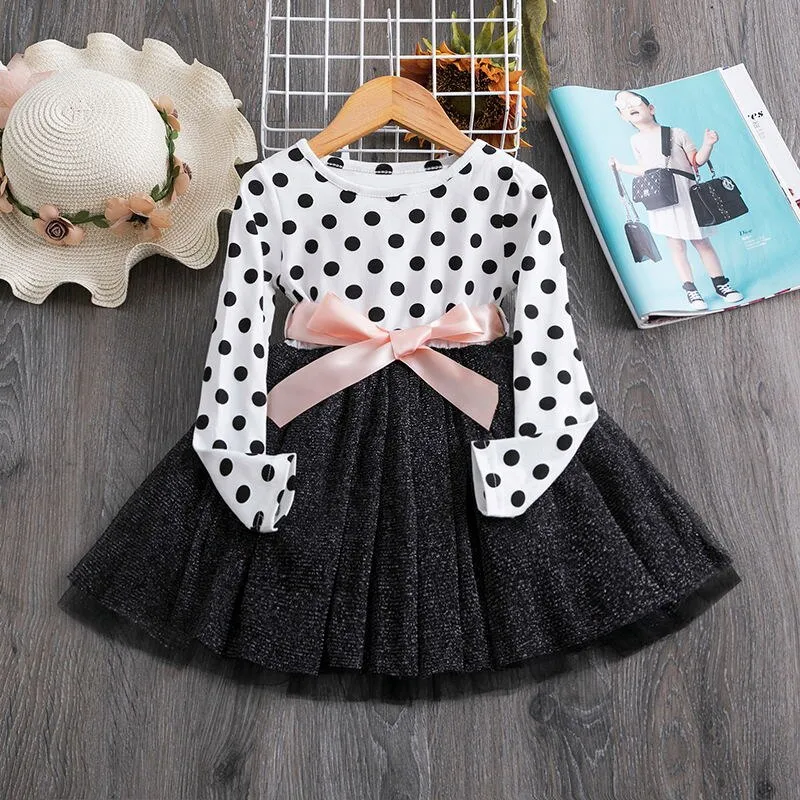 Girl Dress Long Sleeve Polka Dot Girls Dresses Princess Baby Kids Clothes For Girl Casual Wear Tutu 2-7 Years Children Clothing