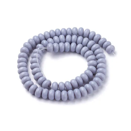 Glass Beads, Rondelle, Opaque, Light Steel Blue, 8mm