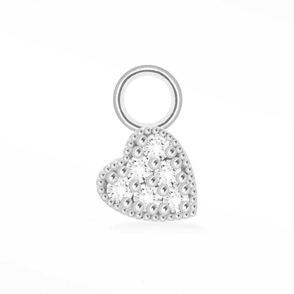 Heart Natural Diamond 14K White Gold Petite Charms for Permanent Jewelry