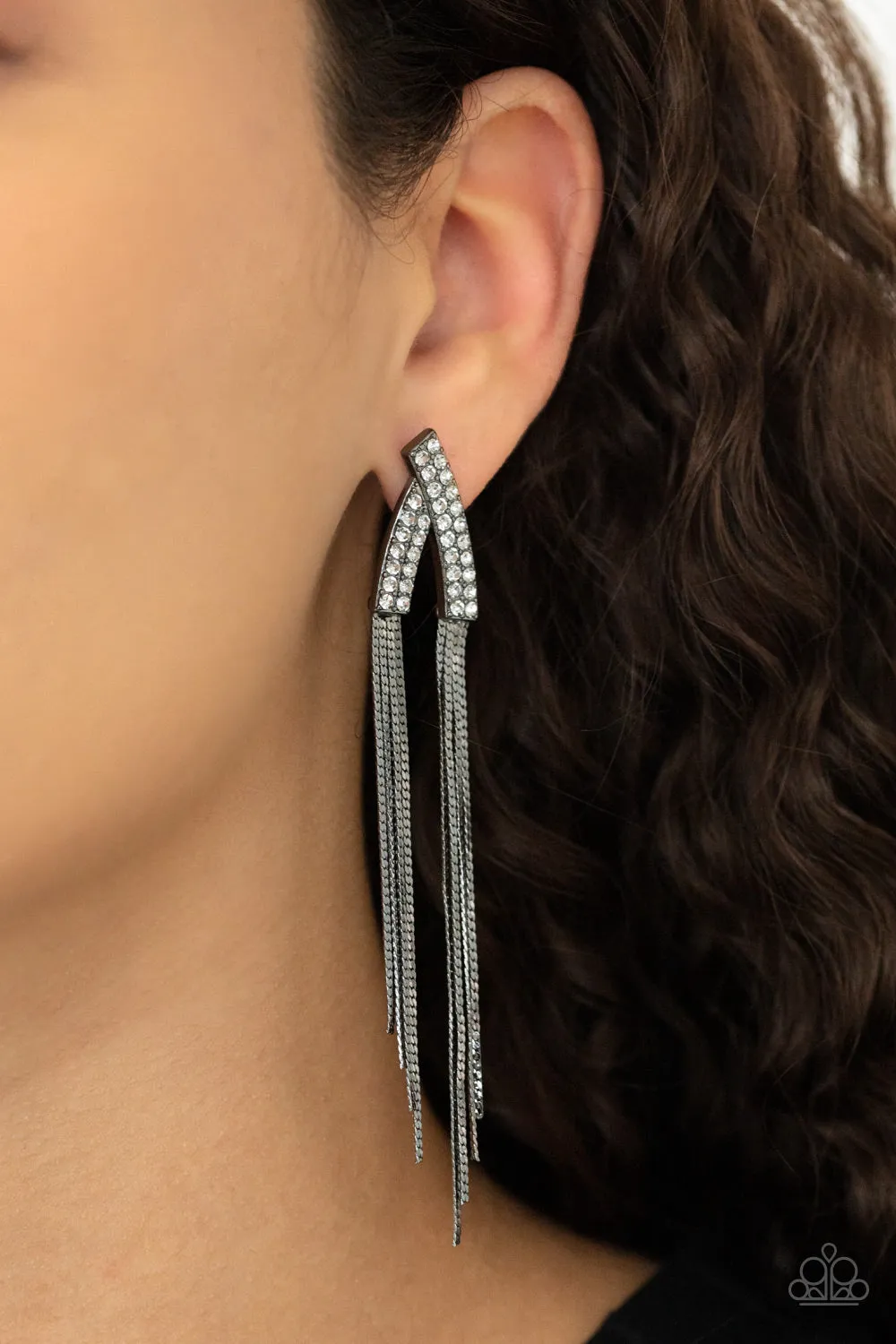 It Takes Two To TASSEL - Black Earring