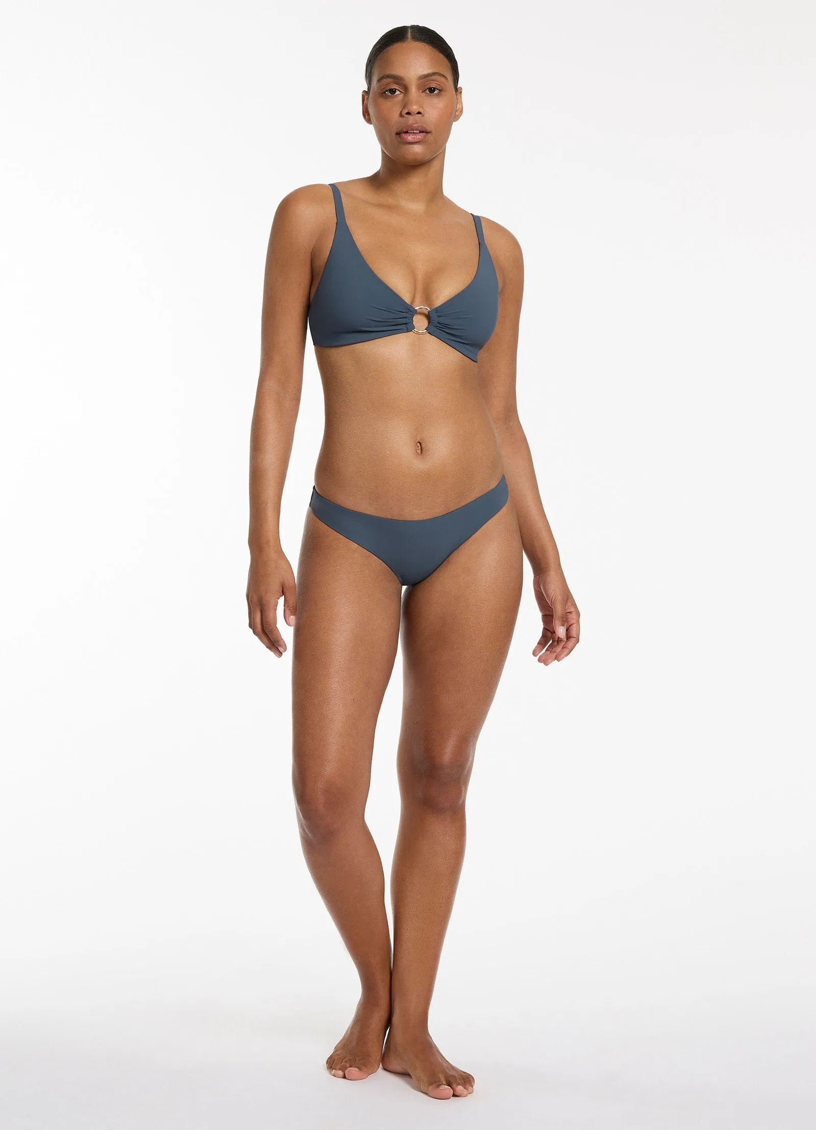 Jetset Trim C-D Triangle Bikini Top - Steel Blue