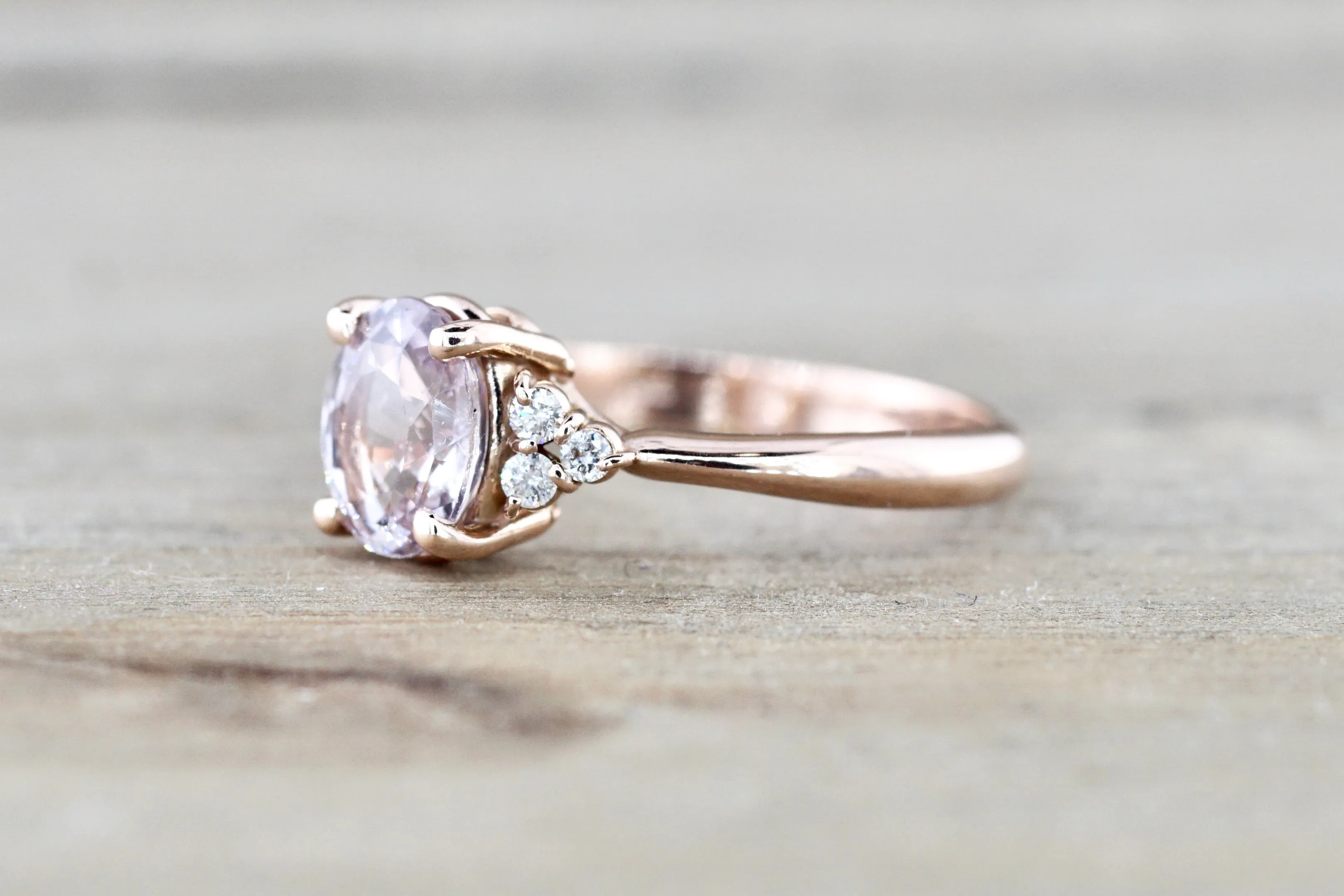 Leila Pink Sapphire GIA Certified Gemstone on Rose Gold Diamond Ring