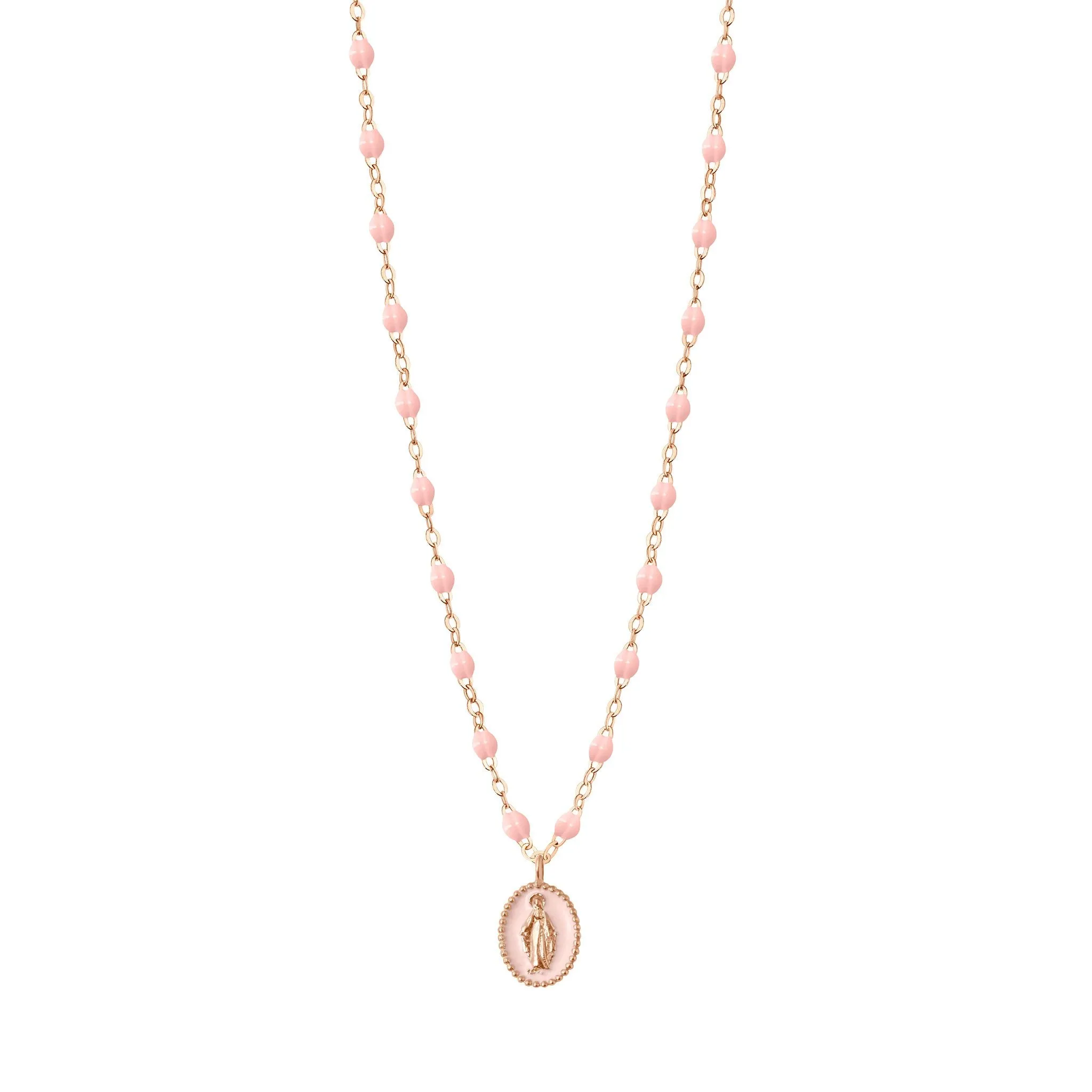 Madone resin charm Classic Gigi Baby Pink necklace, Rose Gold, 16.5