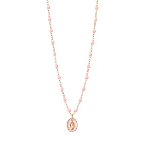 Madone resin charm Classic Gigi Baby Pink necklace, Rose Gold, 16.5