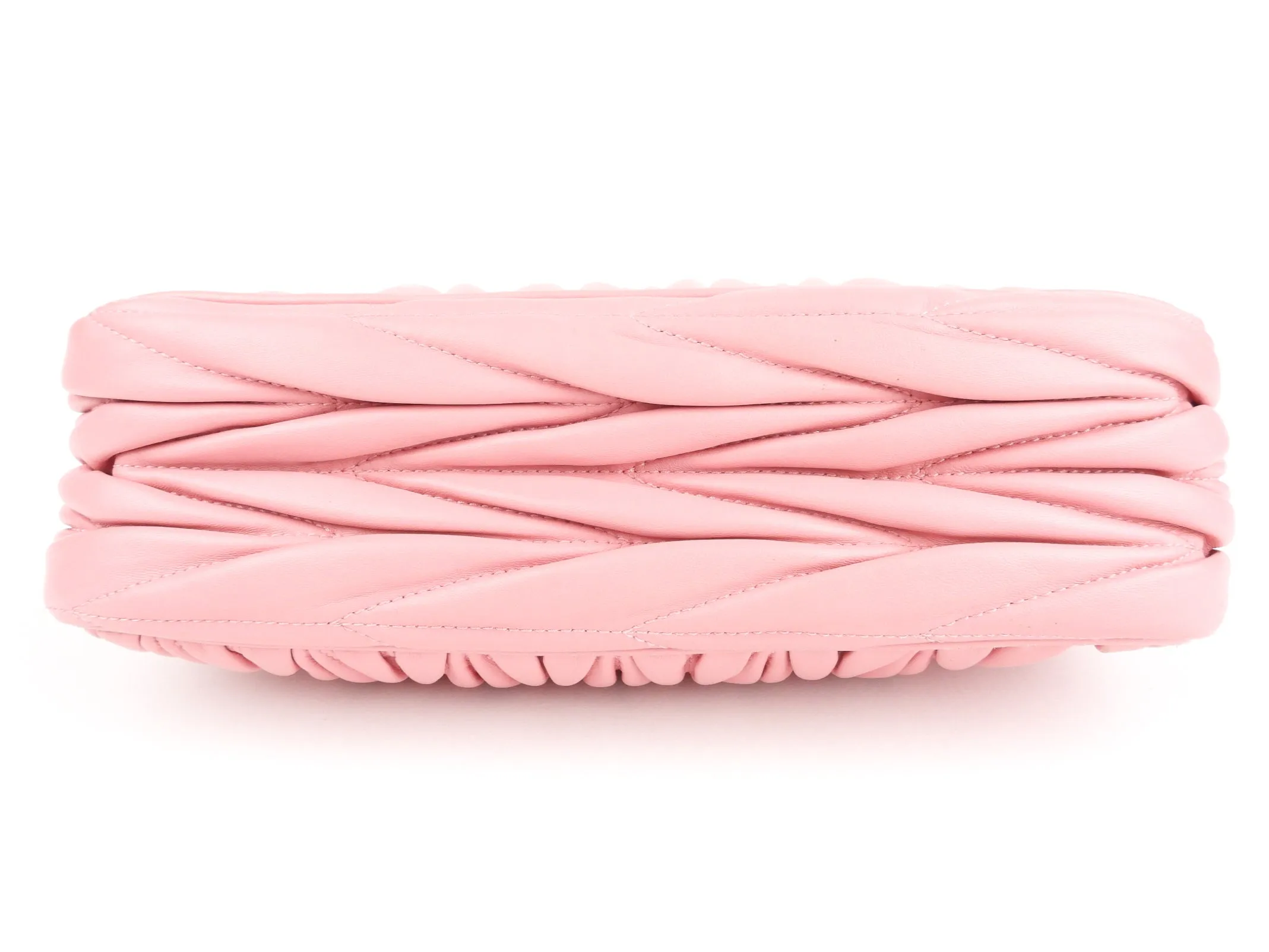 Miu Miu Pink Matelasse Leather Zip Pouch with Strap