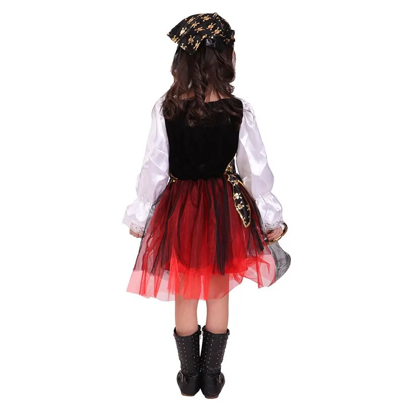 New Halloween Pirate Captain Costumes Girls Party Cosplay Costume for Children Kids Clothes Performance Kindergarten