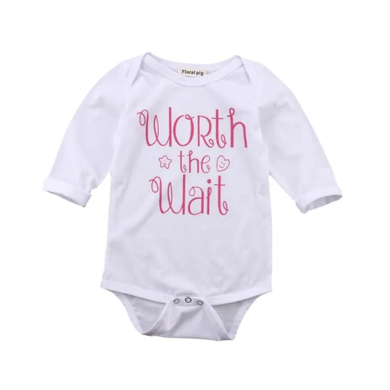 Newborn Baby Boys Girls Infant Letter Print Jumpsuit Bodysuit Kids Clothes Outfit SM6