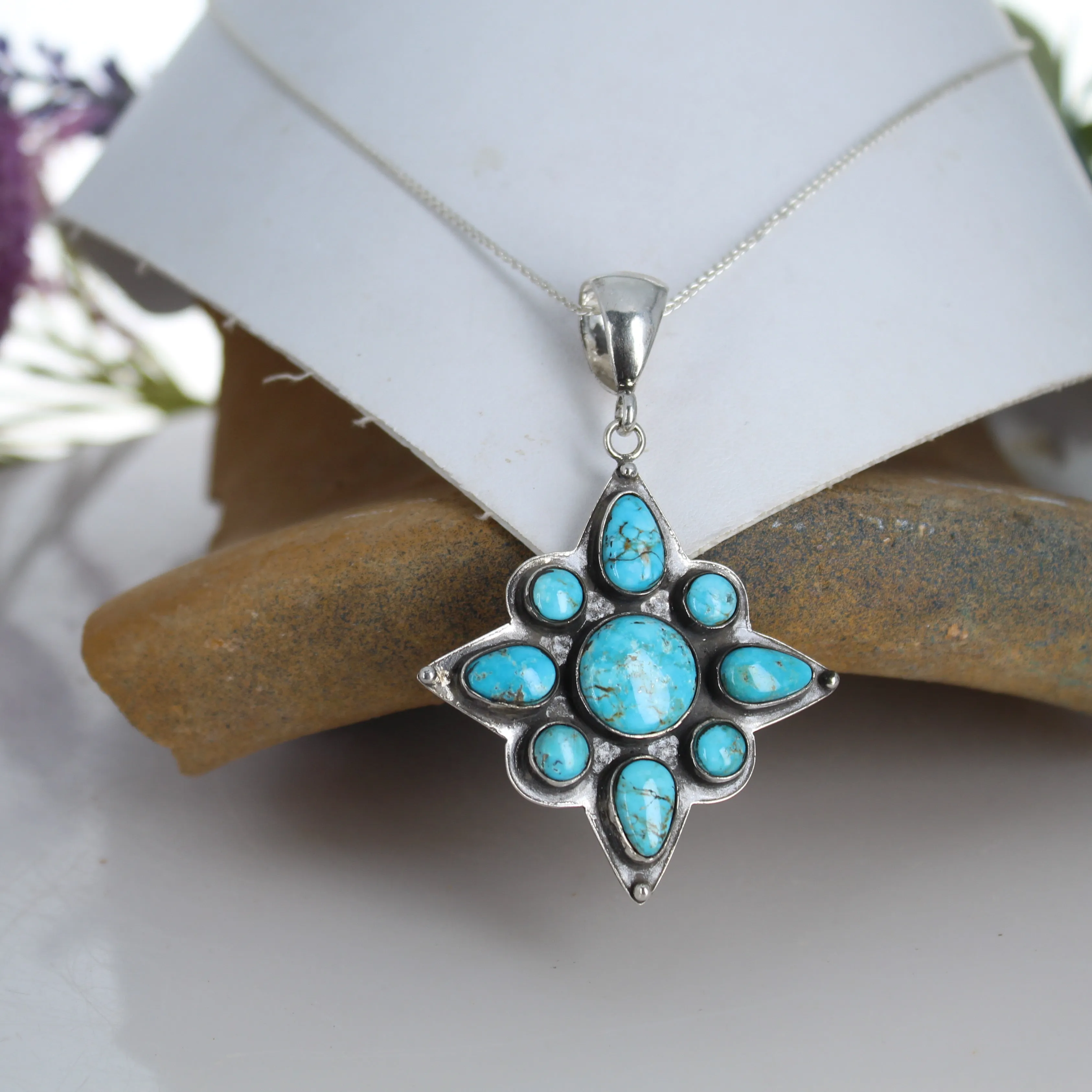 North Star Design Sonoran Blue Jay Turquoise Pendant Sterling