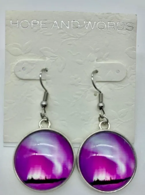 Northern lights pink wire earring