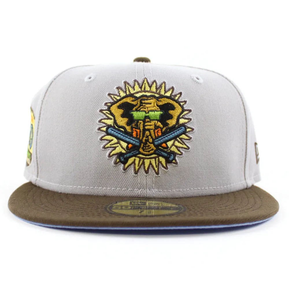 Oakland Athletics 50TH ANNIVERSARY New Era 59Fifty Fitted Hat (GRAY WALNUT STEEL BLUE Under Brim)