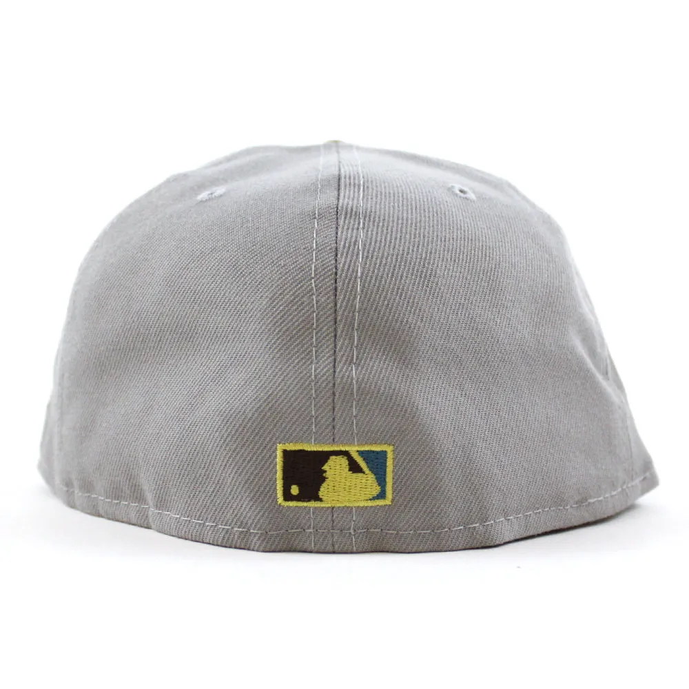 Oakland Athletics 50TH ANNIVERSARY New Era 59Fifty Fitted Hat (GRAY WALNUT STEEL BLUE Under Brim)