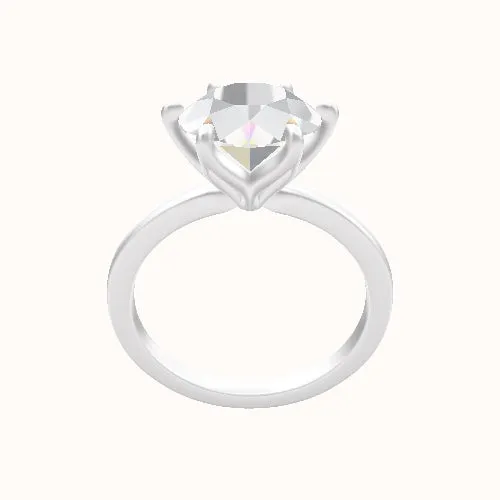 Open Solitaire Engagement Ring With Petal Six Prong Head