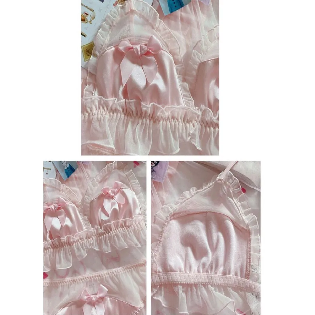 Pink Satin 2-piece Nymphet Lolita Lingerie Set