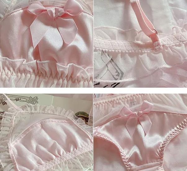 Pink Satin 2-piece Nymphet Lolita Lingerie Set