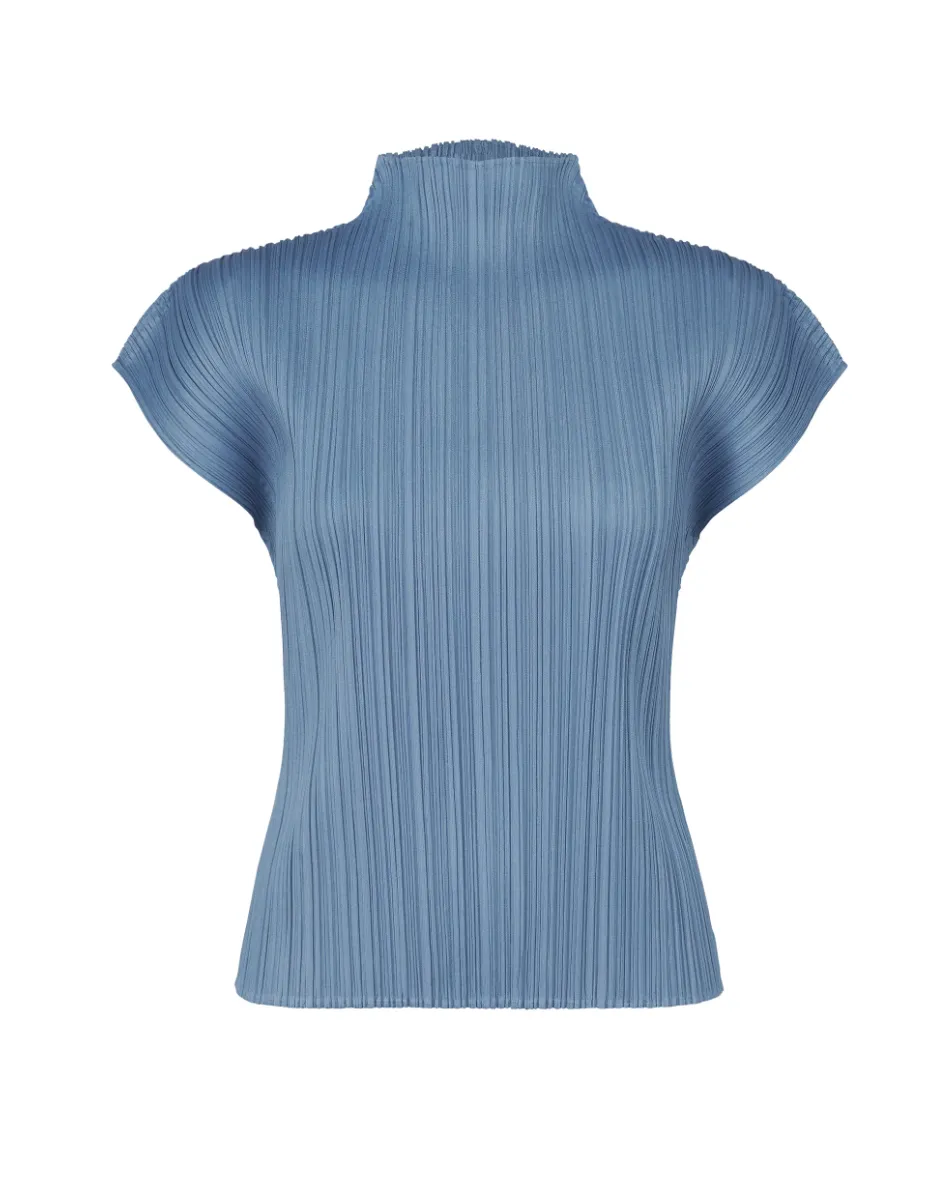 Pleats Please Issey Miyake Monthly Colors June Top in Steel Blue by Pleats Please Issey Miyake