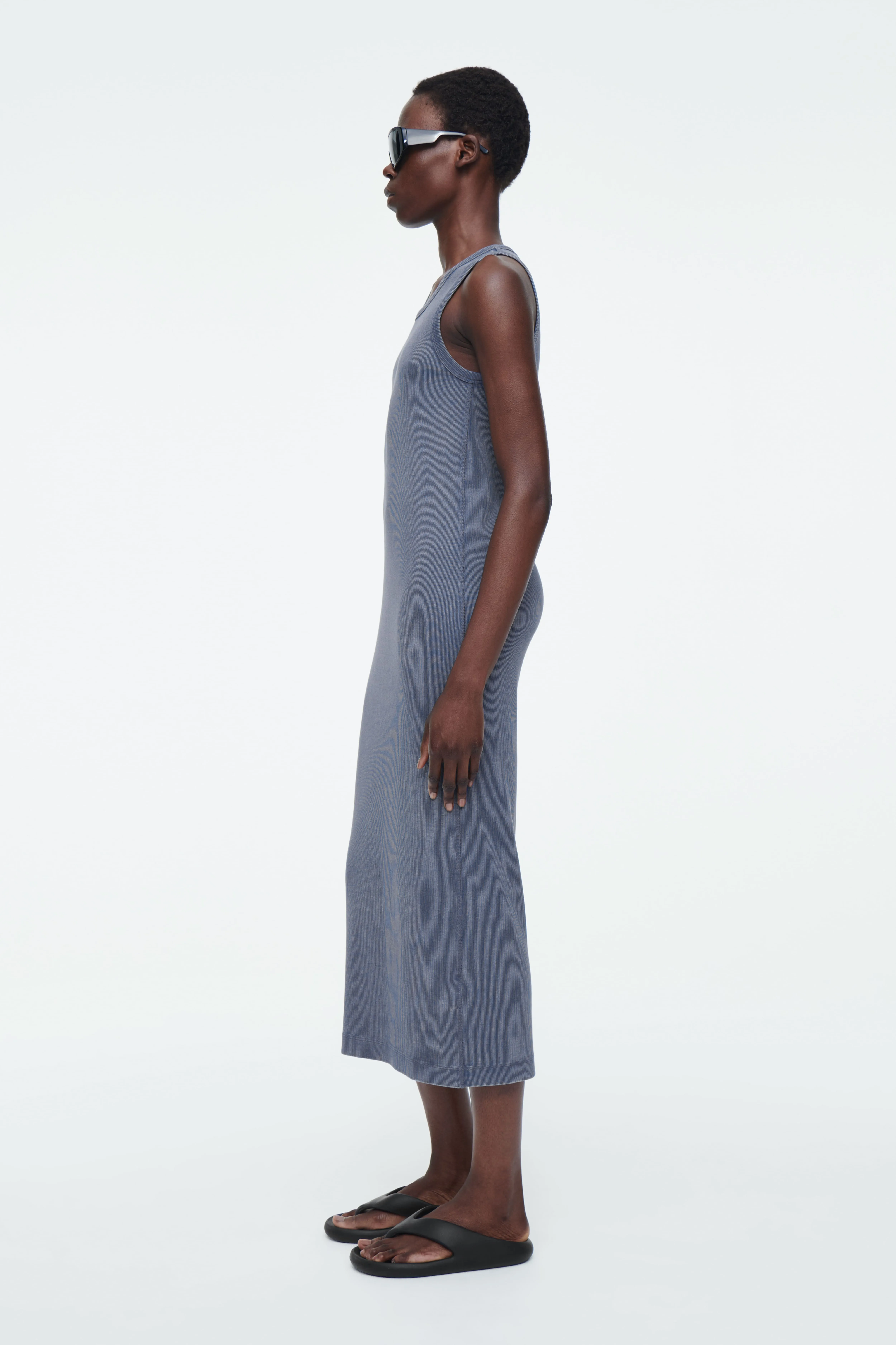 RIBBED TUBE DRESS - Round neck - Sleeveless - STEEL BLUE - Ladies | H&M GB