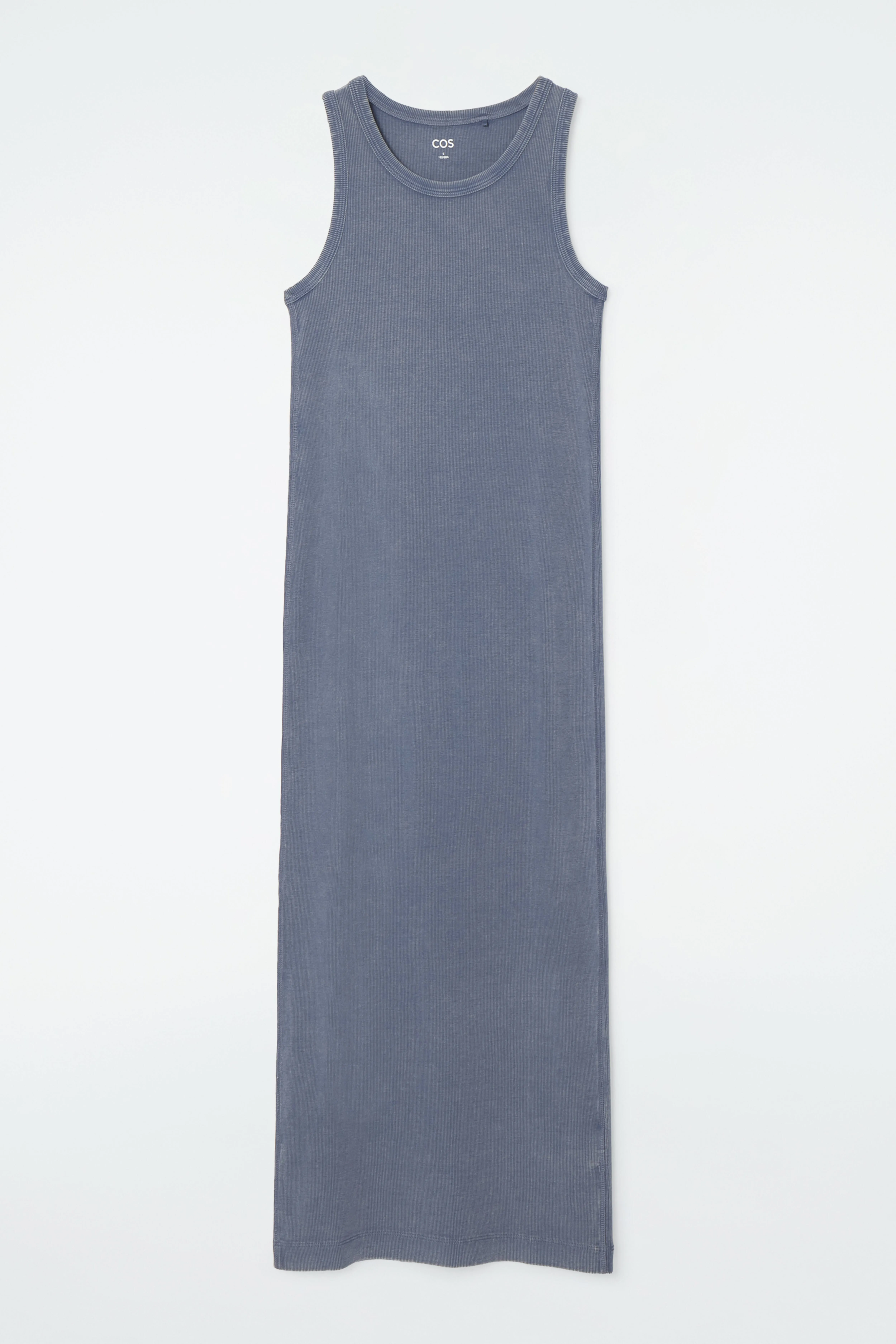 RIBBED TUBE DRESS - Round neck - Sleeveless - STEEL BLUE - Ladies | H&M GB