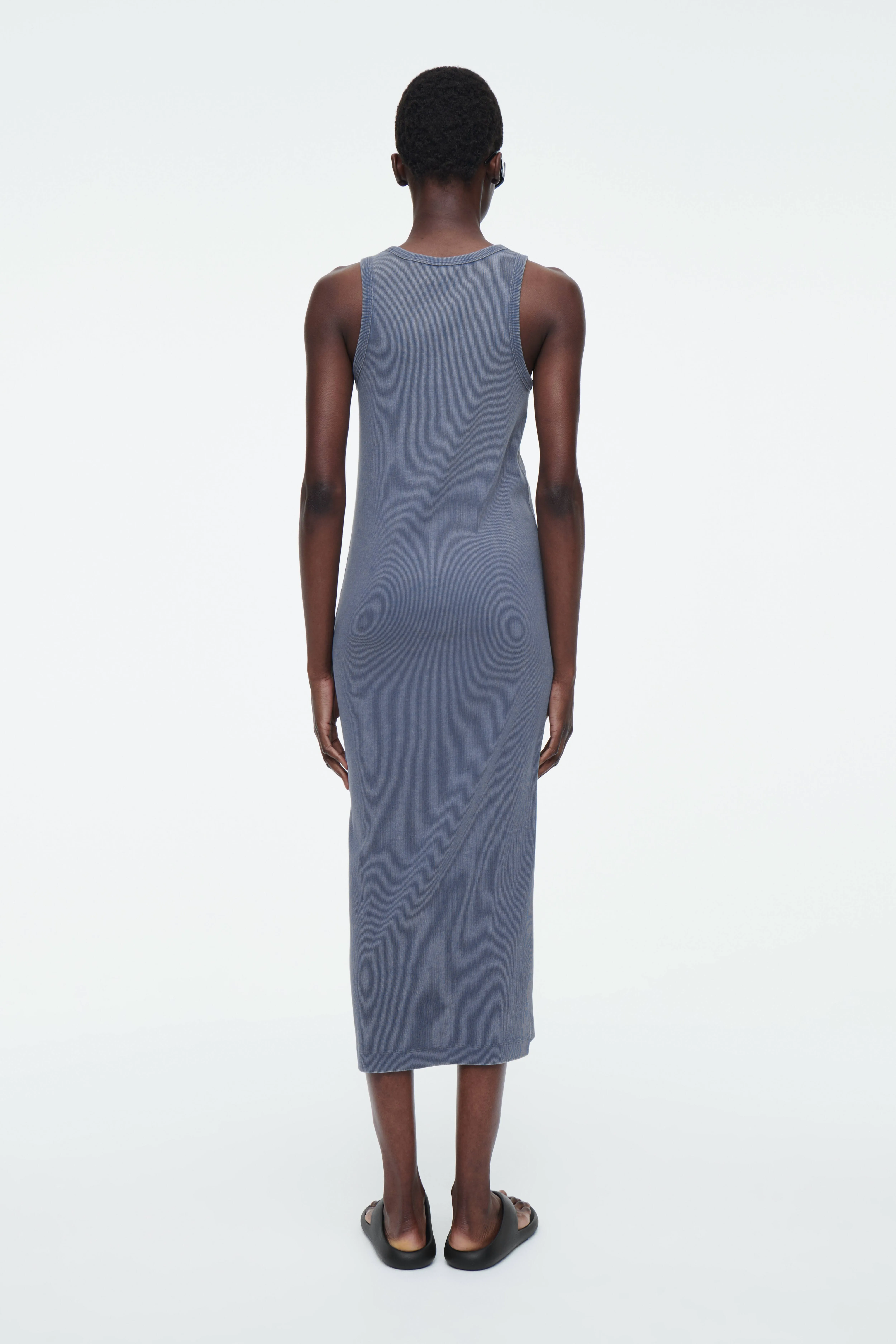 RIBBED TUBE DRESS - Round neck - Sleeveless - STEEL BLUE - Ladies | H&M GB