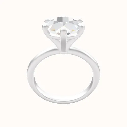 Rounded Solitaire Engagement Ring With High Set Six Prong Head