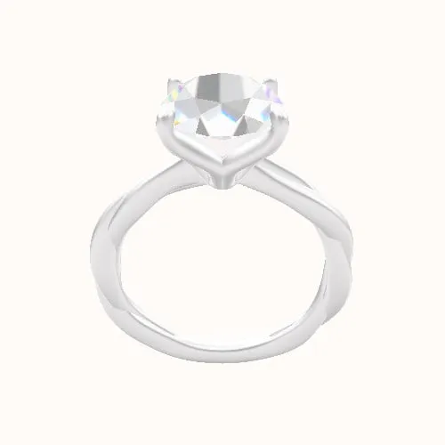 Solitaire Rope Engagement Ring With Petal Four Prong Head