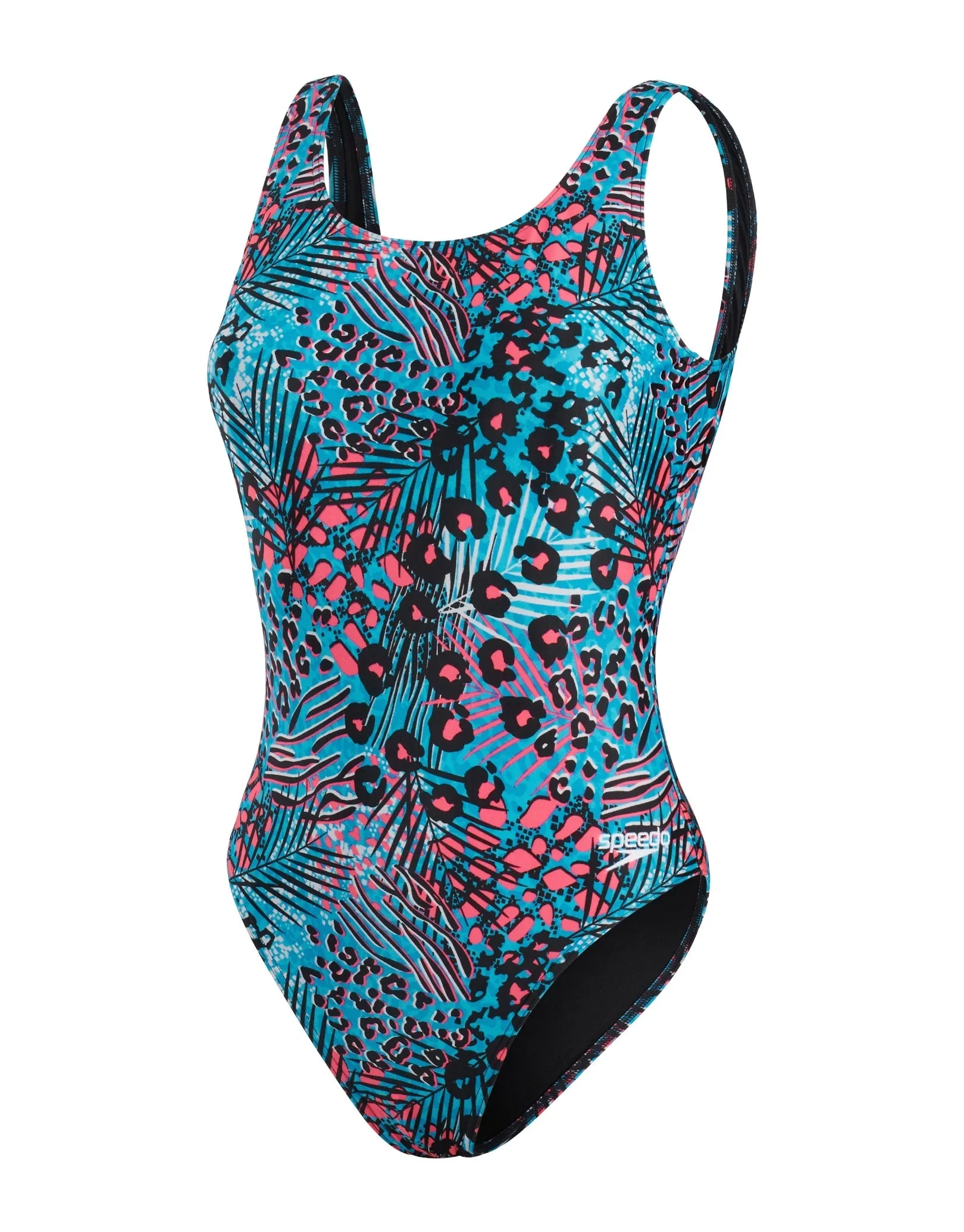 Speedo Allover Deep U-Back Swimsuit - Blue/Black