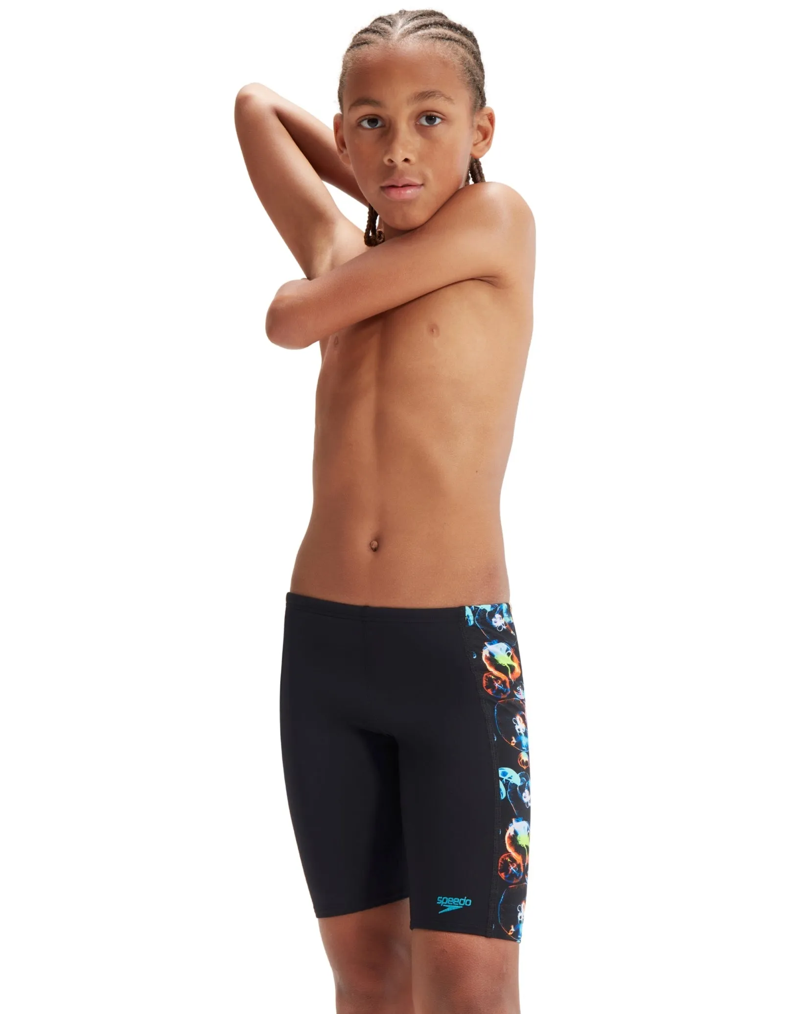 Speedo Boys Digital Allover Panel Jammer - Black/Orange