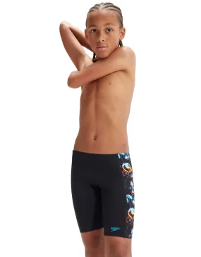 Speedo Boys Digital Allover Panel Jammer - Black/Orange