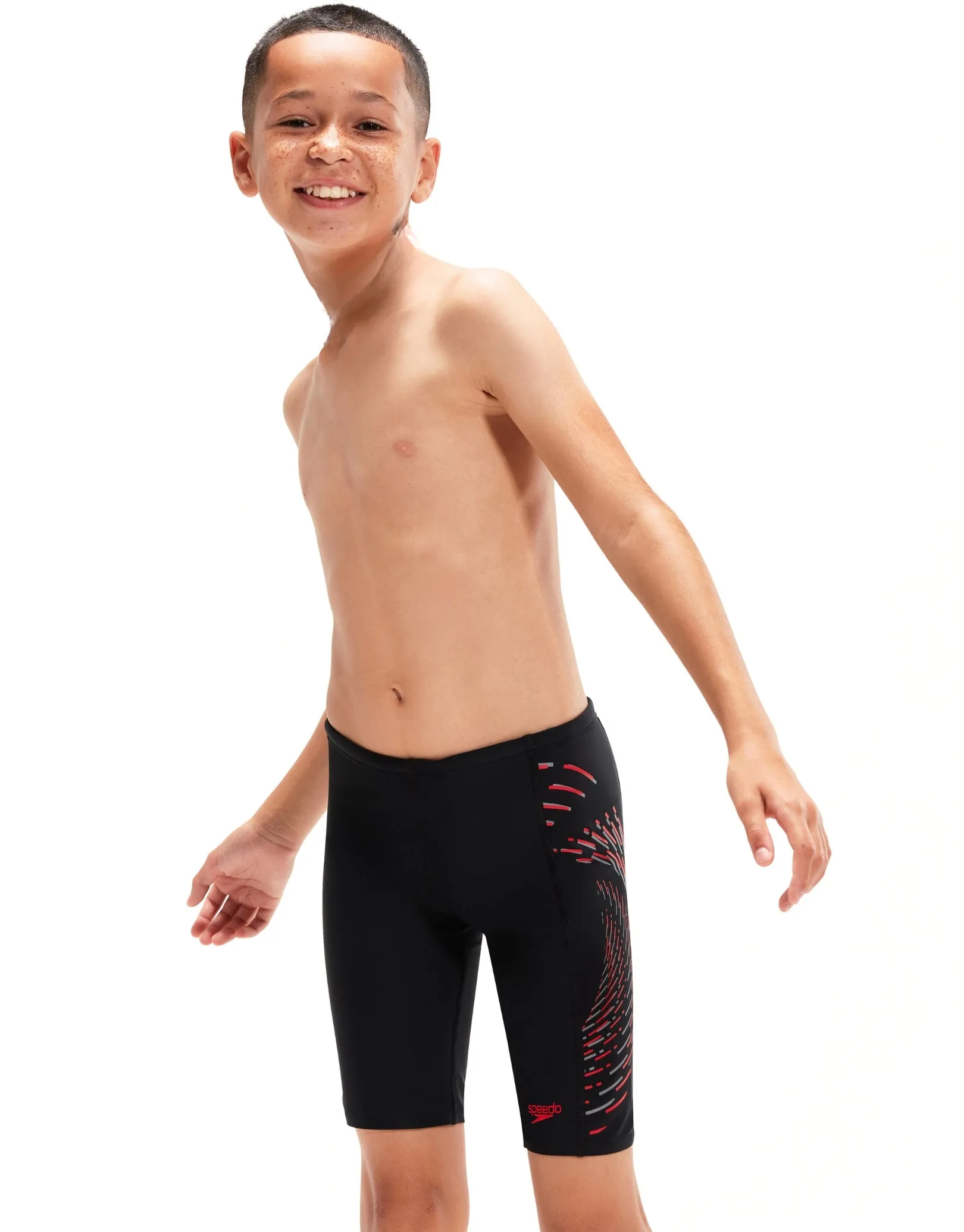 Speedo Boys Placement Print Jammer - Black/Red