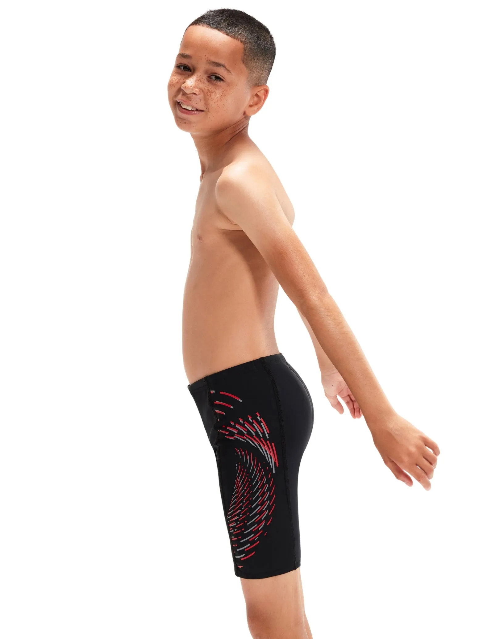 Speedo Boys Placement Print Jammer - Black/Red