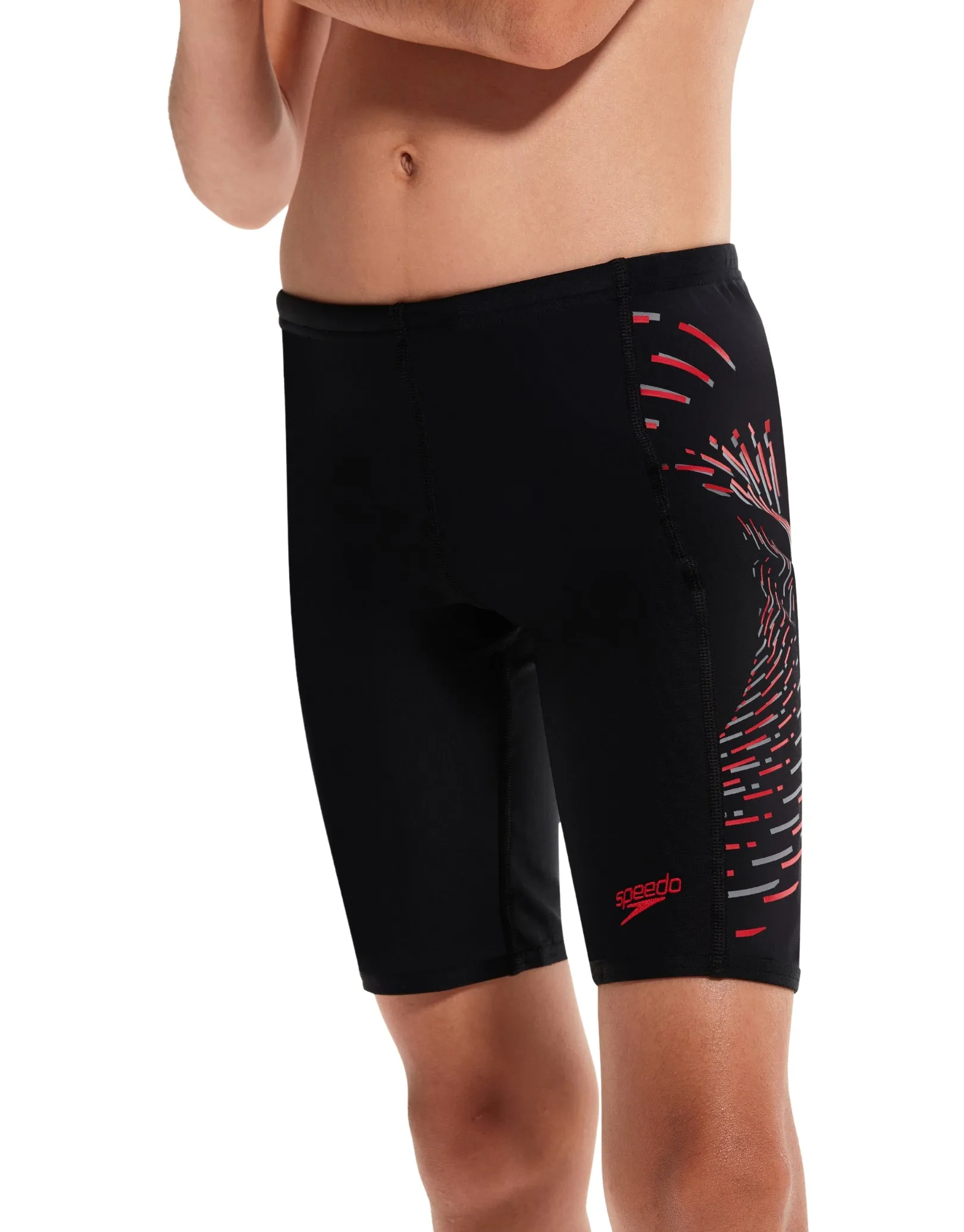 Speedo Boys Placement Print Jammer - Black/Red