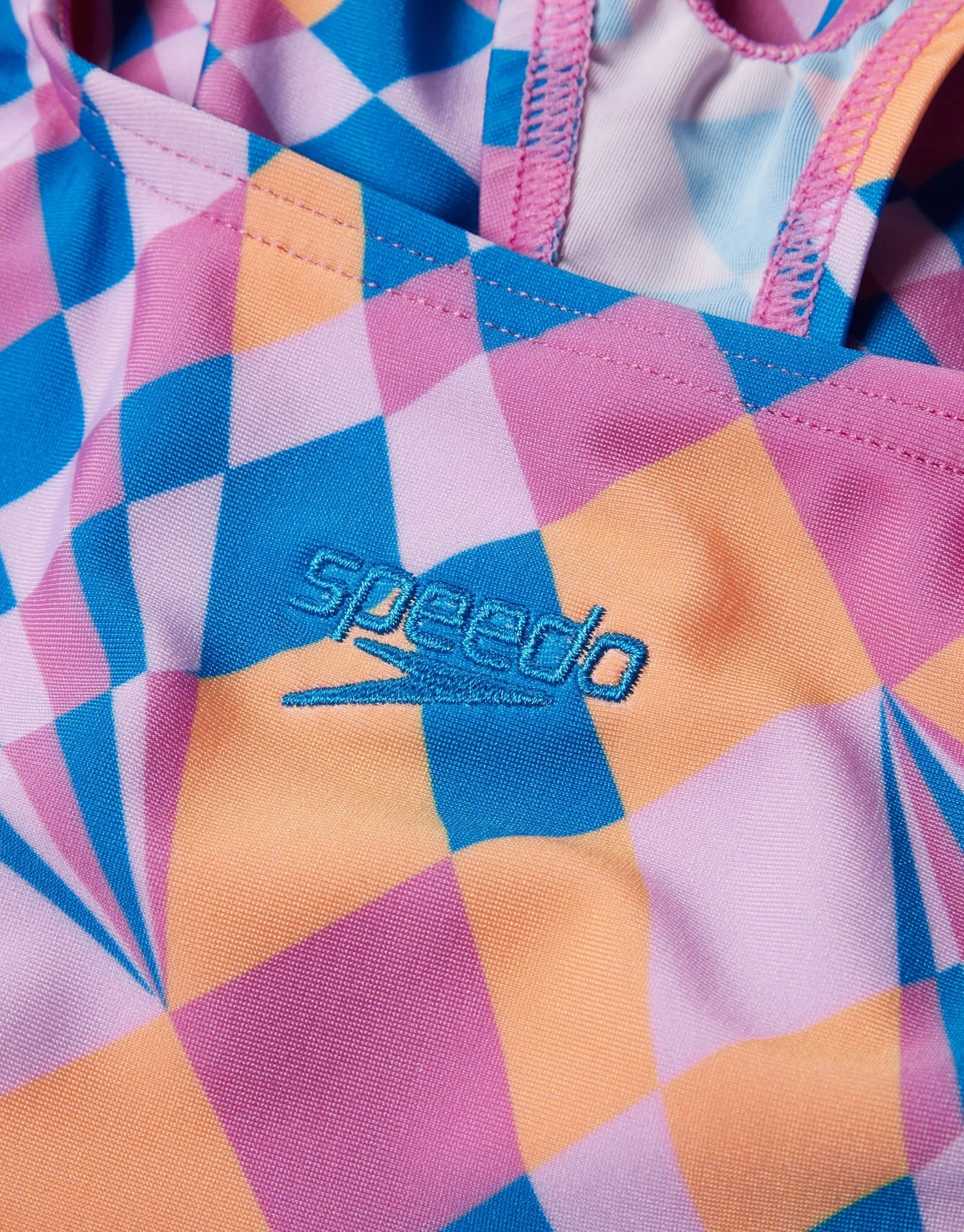 Speedo Girls Allover Medalist Swimsuit - Pink/Blue