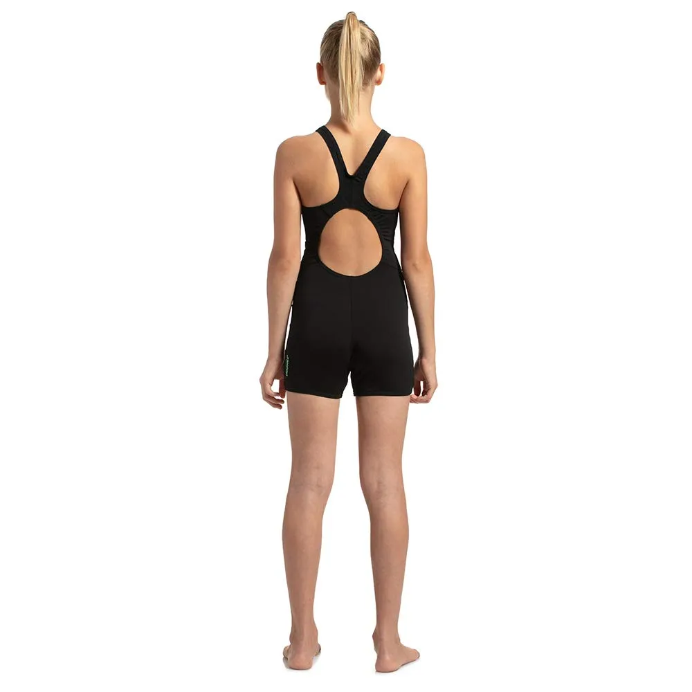 Speedo Girl's Essential Endurance+ Legsuit (Black/Green Glow)