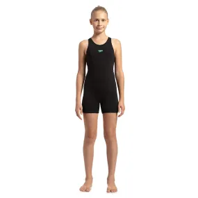 Speedo Girl's Essential Endurance+ Legsuit (Black/Green Glow)