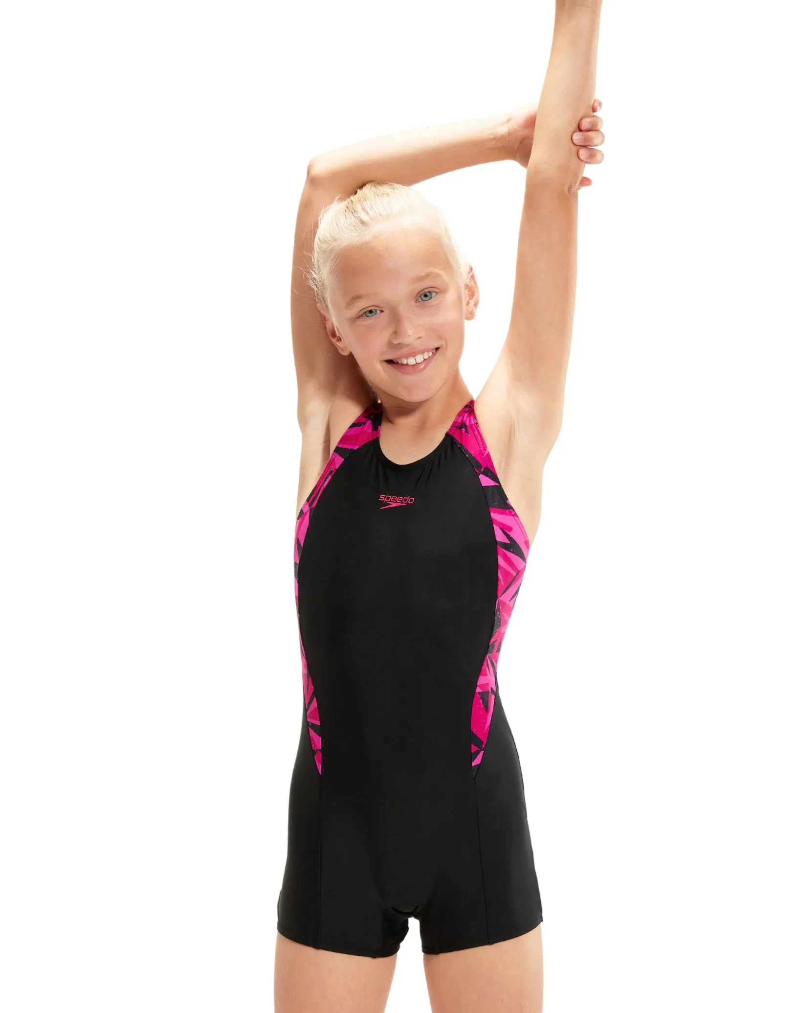 Speedo Girls Hyper Boom Splice Legsuit - Black/Pink