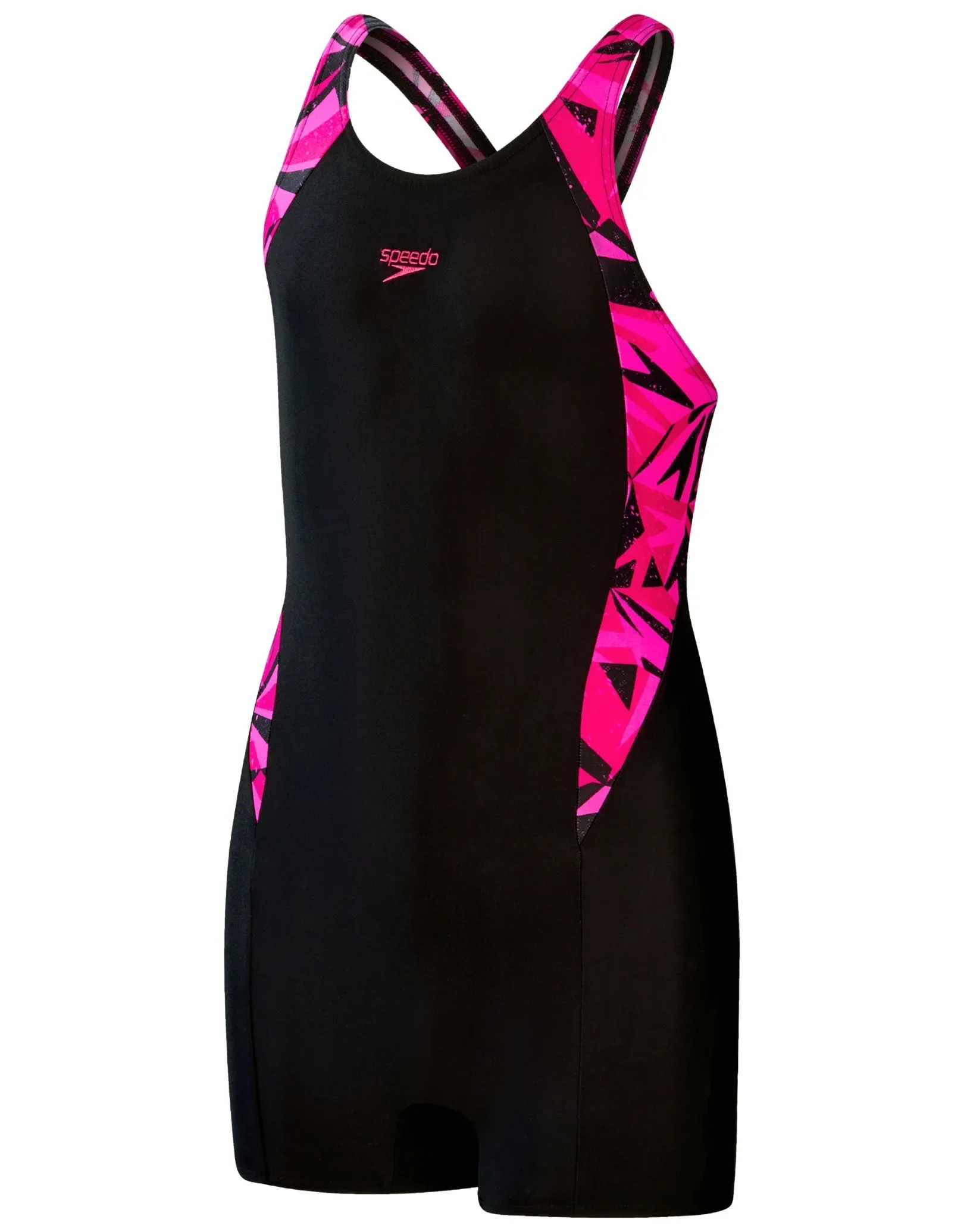 Speedo Girls Hyper Boom Splice Legsuit - Black/Pink