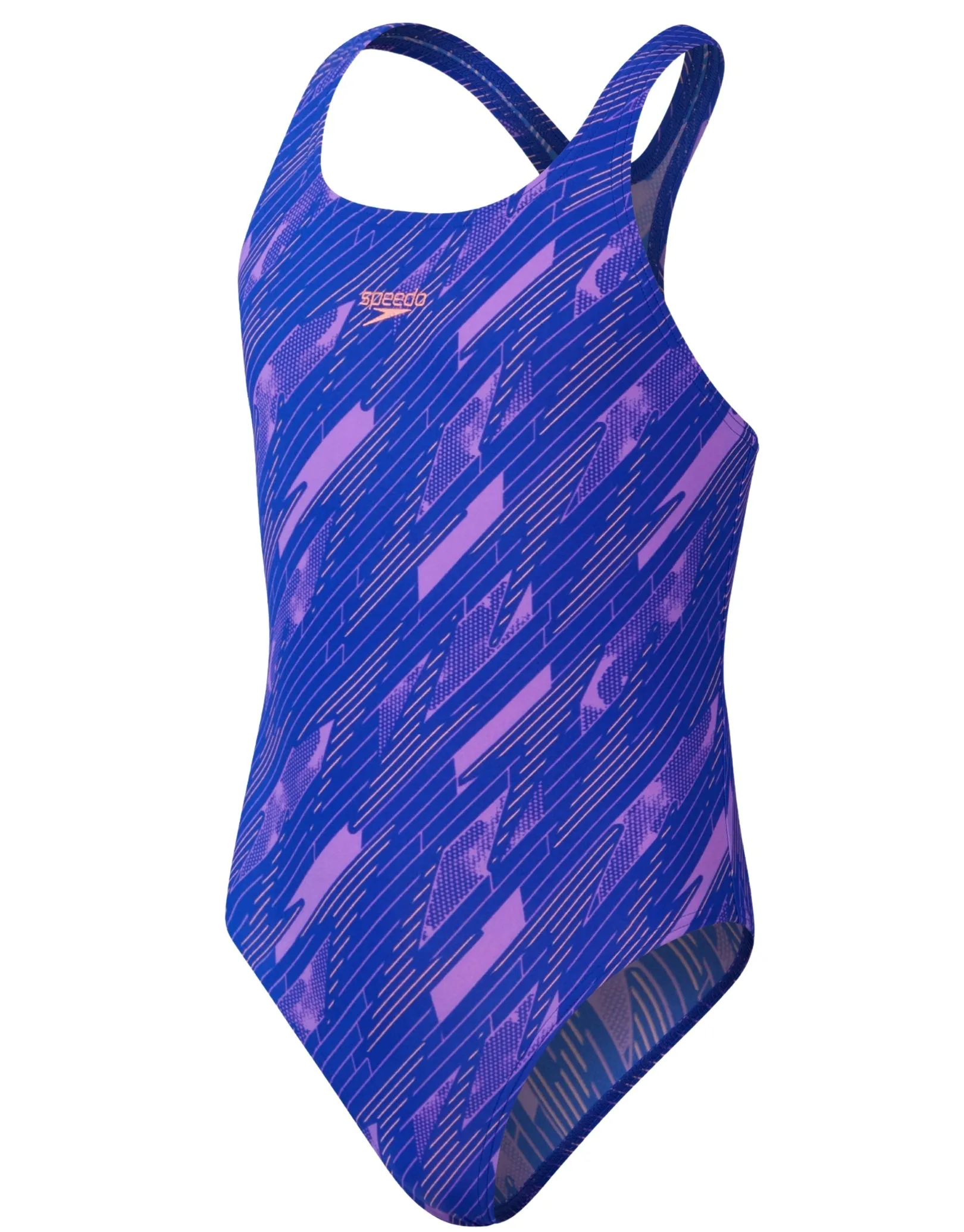 Speedo Girls Hyperboom Allover Medalist Swimsuit - Blue/Pink