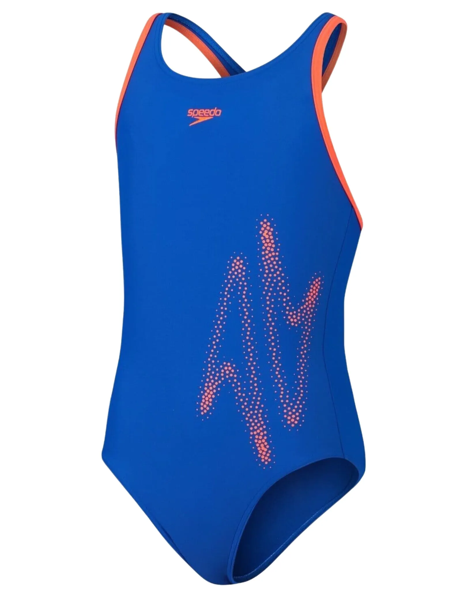 Speedo Girls Hyperboom Placement Flyback Swimsuit - Blue/Orange