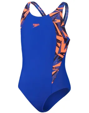 Speedo Girls Hyperboom Splice Muscleback Swimsuit - Blue/Orange