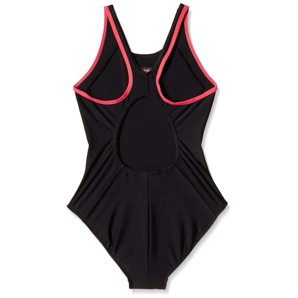 Speedo Girl's Monogram Muscle Back (Black/Raspberry Fill)