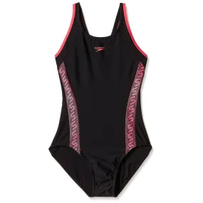 Speedo Girl's Monogram Muscle Back (Black/Raspberry Fill)