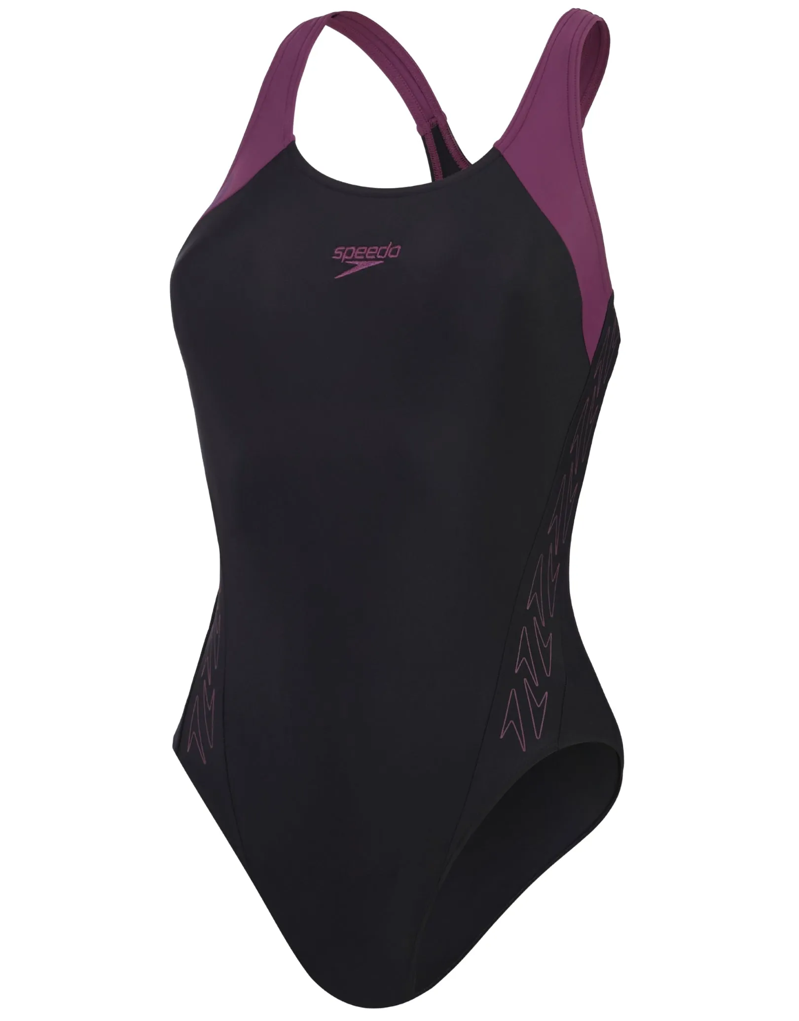 Speedo Hyperboom Splice Racerback Swimsuit - Black/Purple