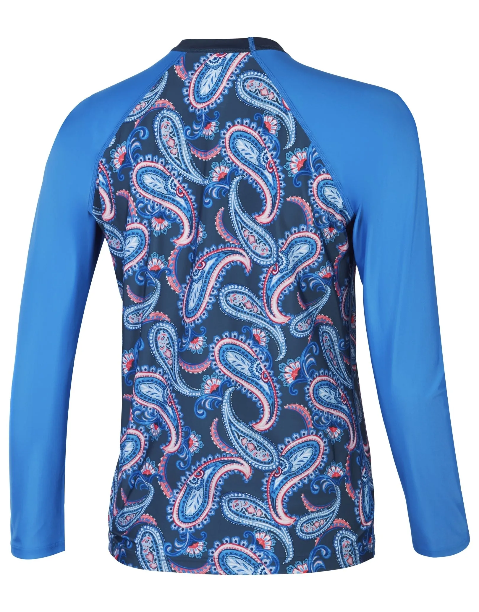 Speedo Long Sleeve Panel Printed Swim Tee - Blue/Pink