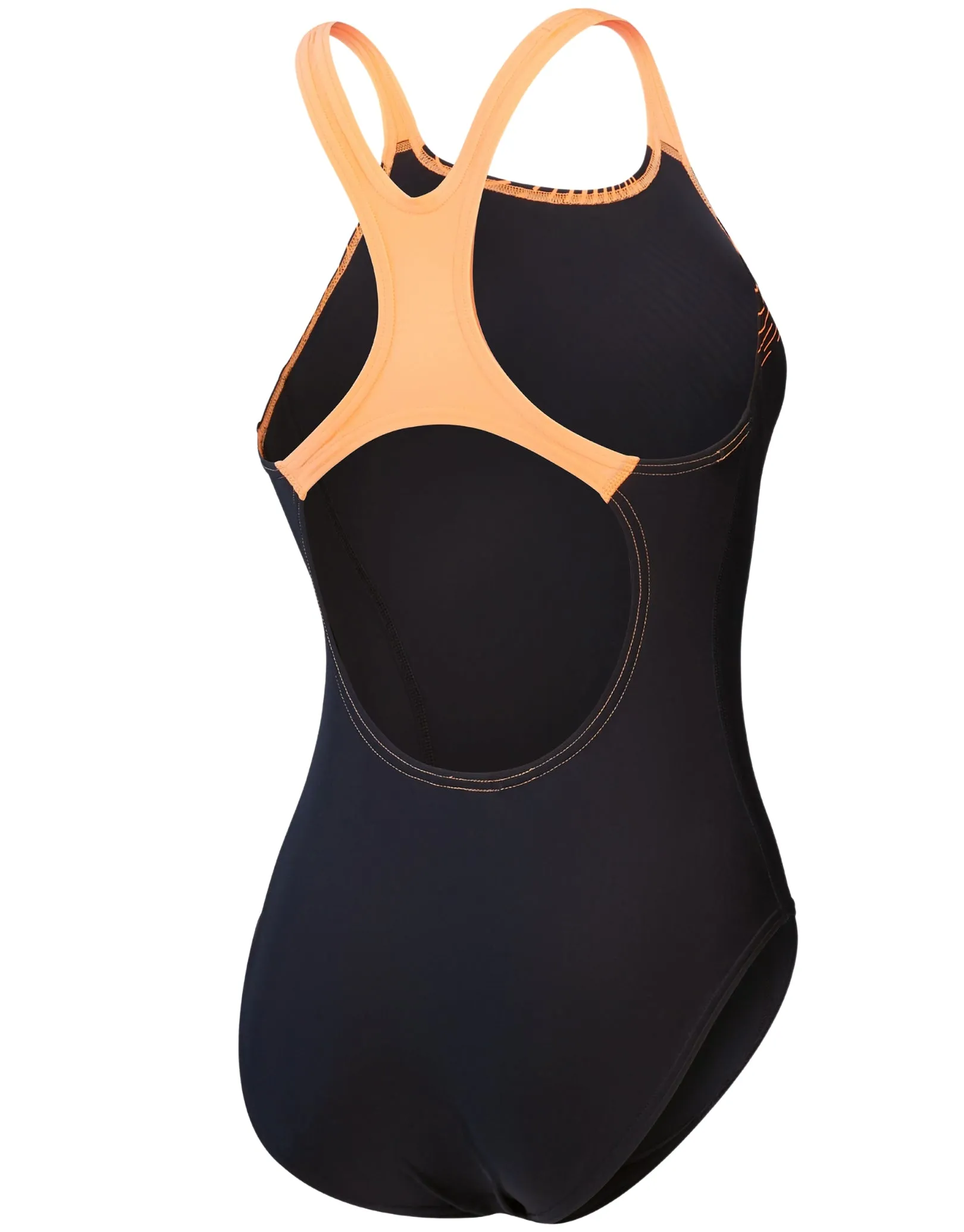 Speedo Medley Logo Medalist Swimsuit - Black/Orange