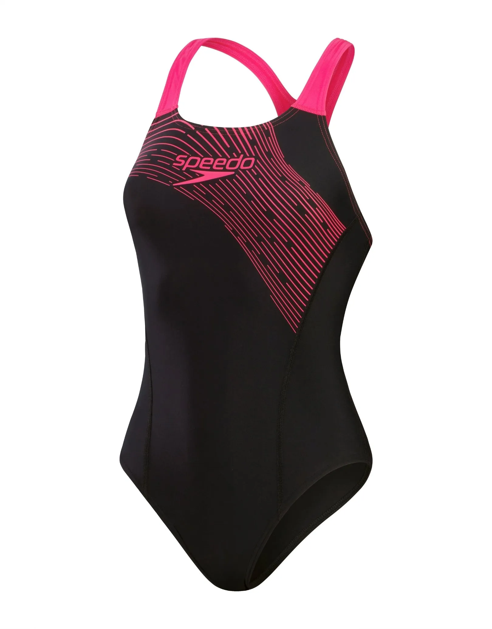 Speedo Medley Logo Medalist Swimsuit - Black/Pink