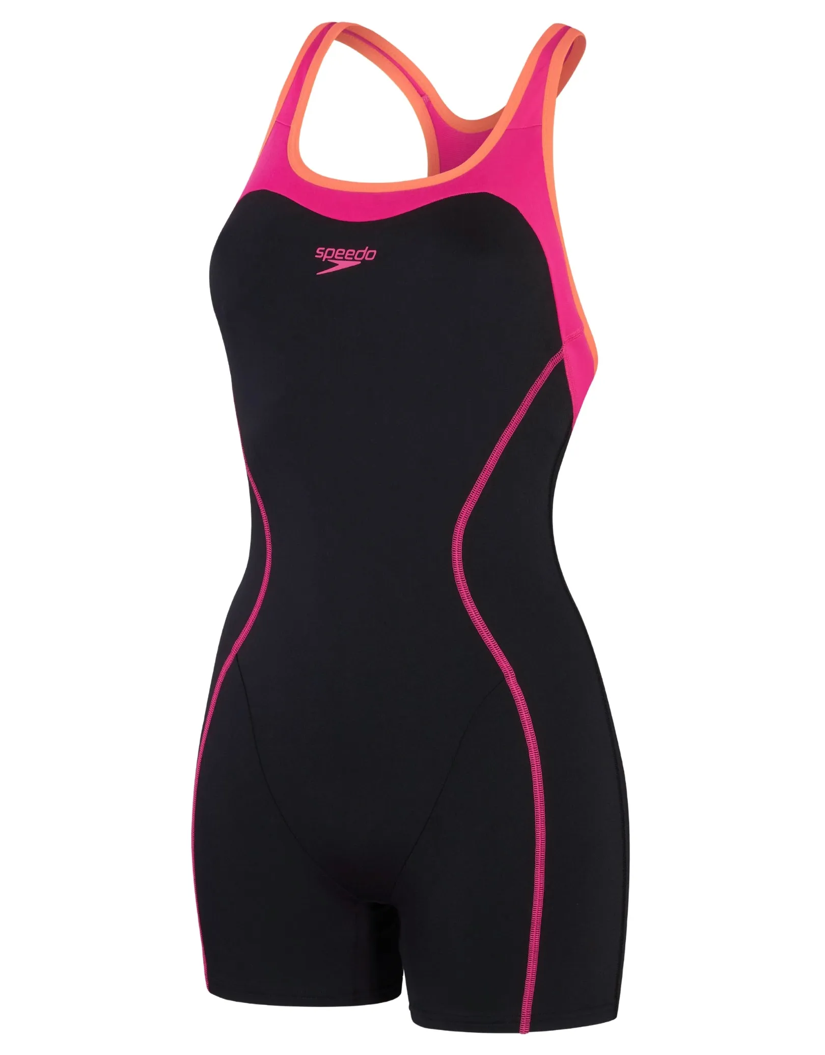 Speedo Panel Legsuit - Black/Pink