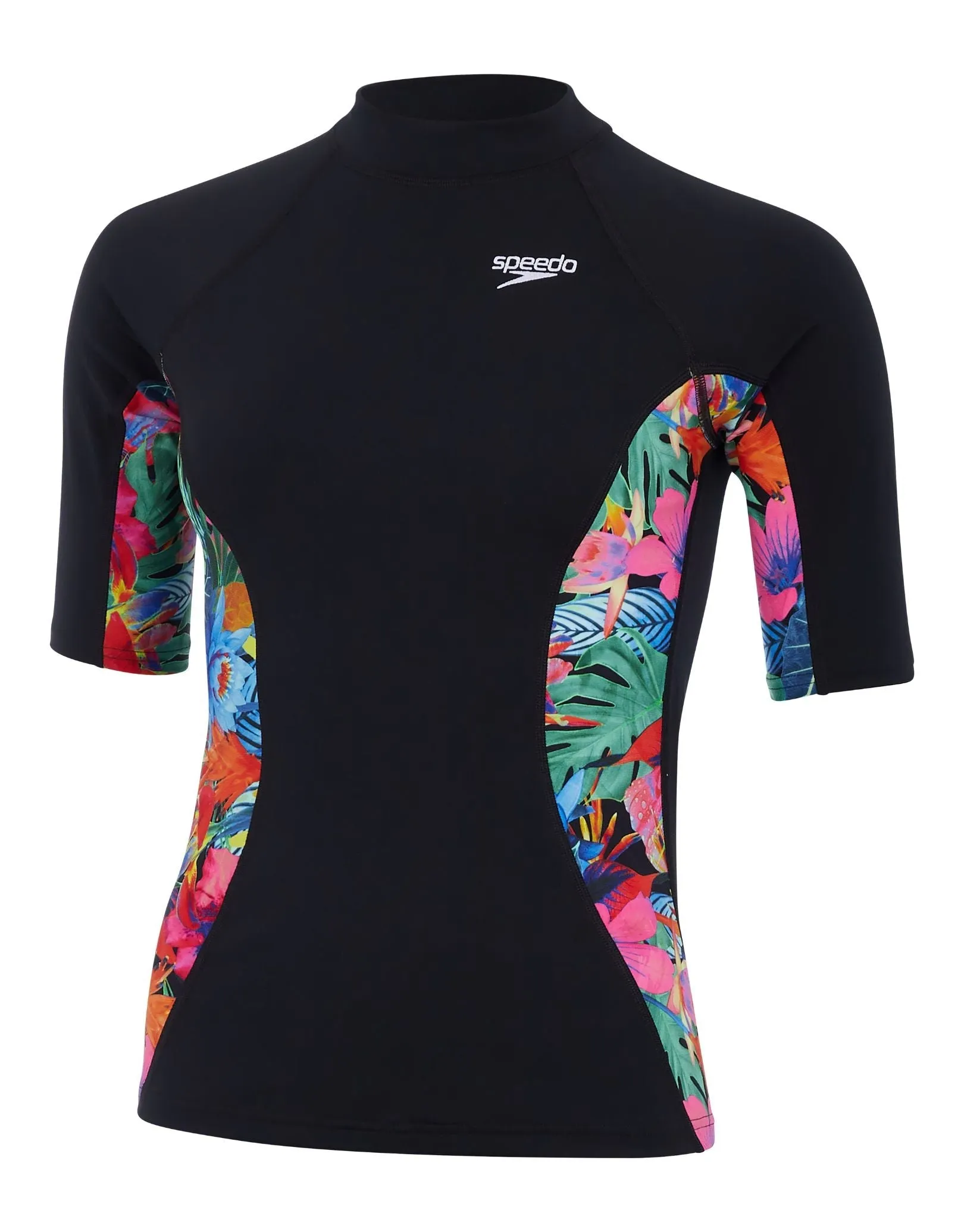 Speedo Printed Short Sleeved Rash Top - Black/Pink