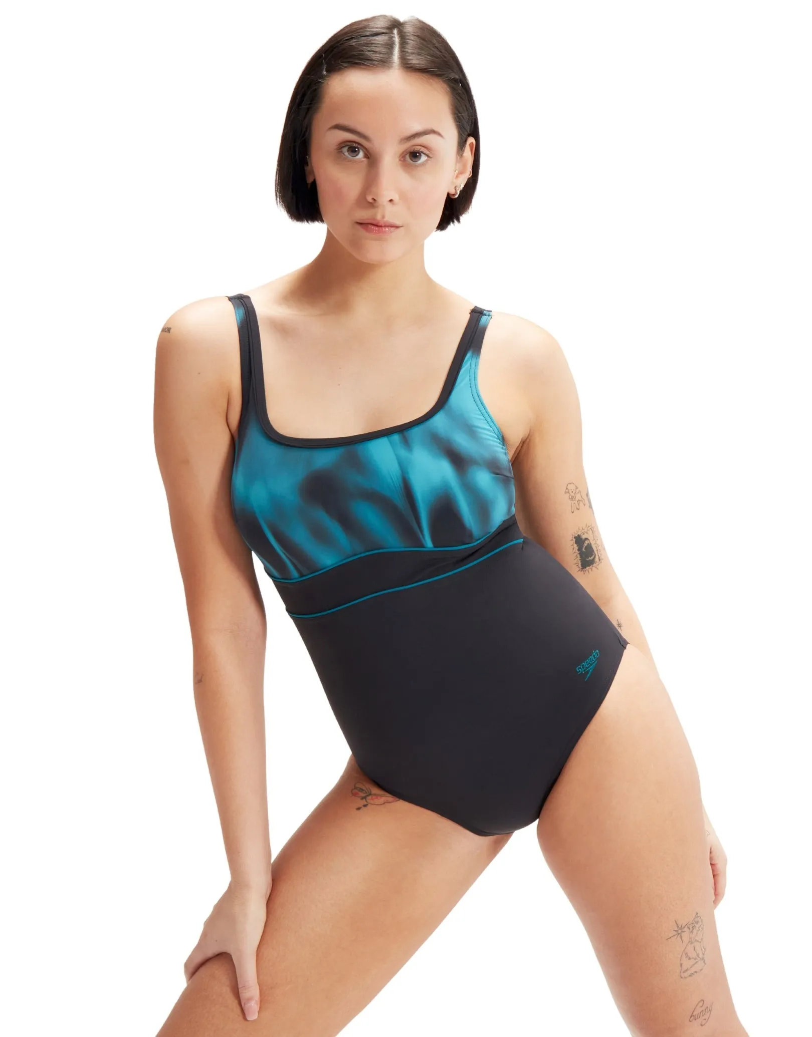 Speedo Scoopback Eclipse Swimsuit - Black/Green