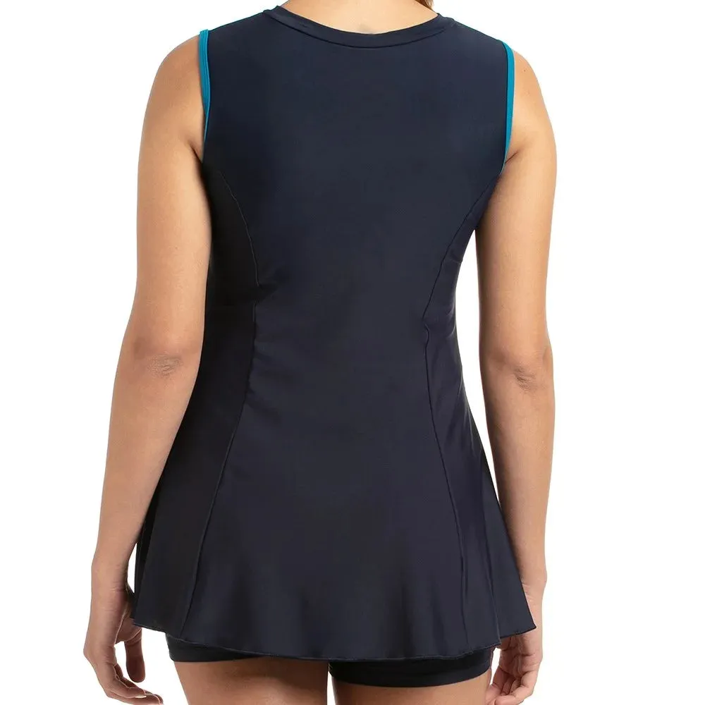 Speedo Women's Closedback Swimdress With Boyleg (True Navy/Nordic Teal)