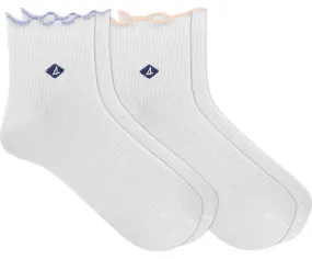 Sperry Women's Ribbed Scallop 2-Pack Ankle Sock