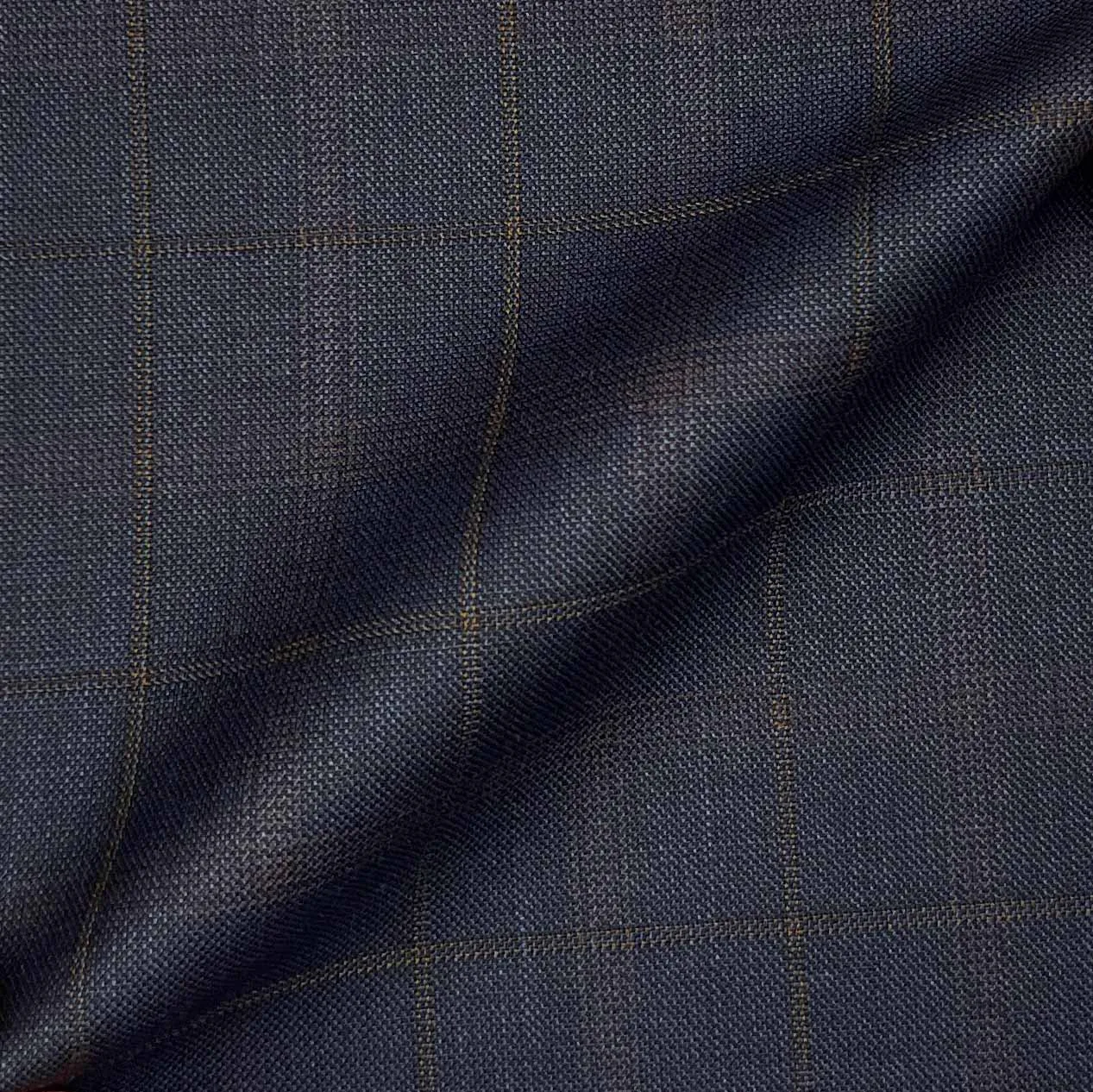 Steel Blue With Papaya Orange Prince Of Wales Glen Plaid